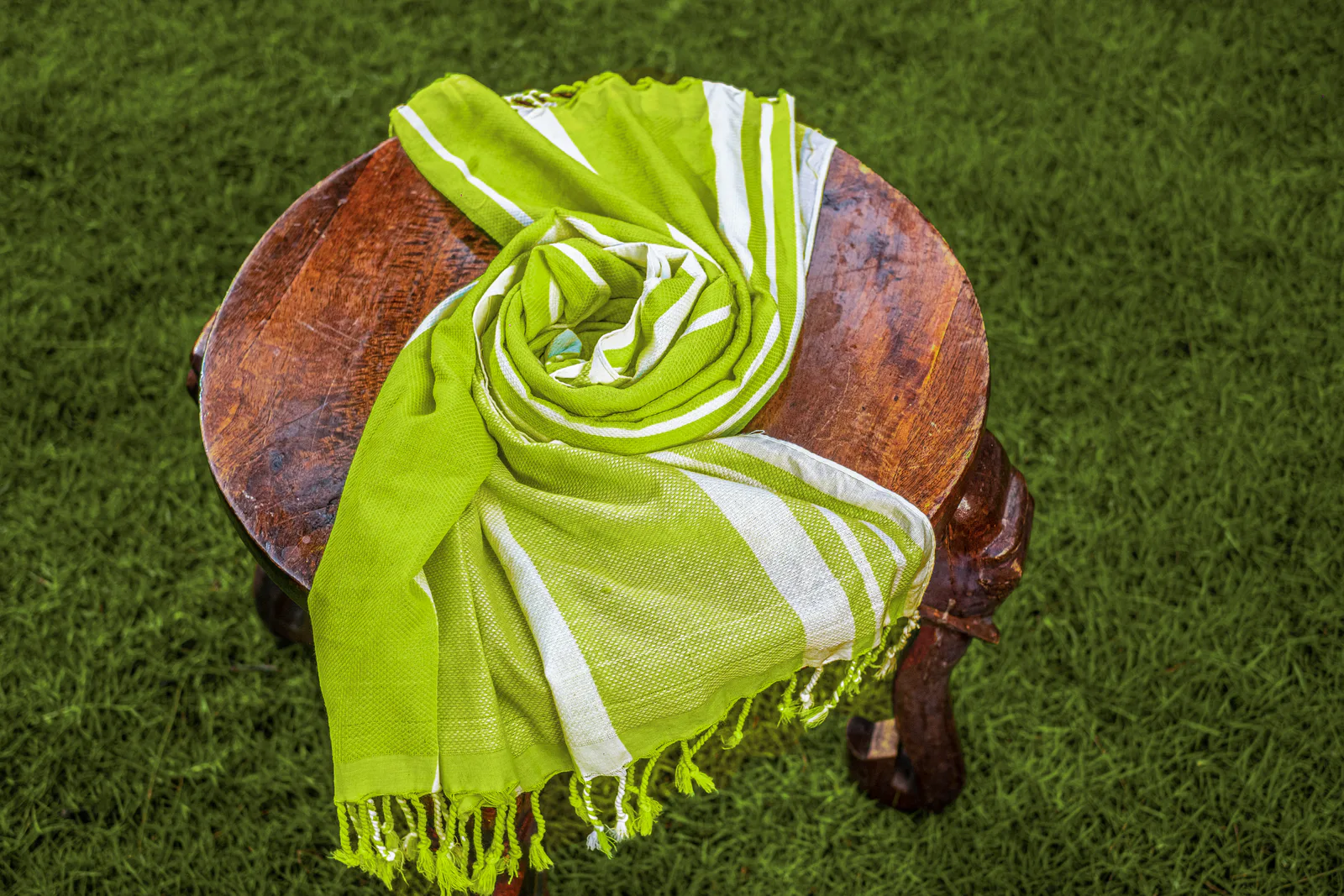 Lime Green Striped Beach Towel