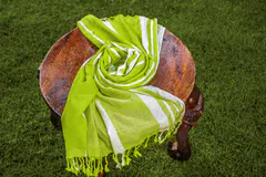 Lime Green Striped Beach Towel thumbnail 1